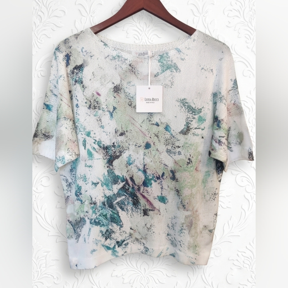 Made In Italy Luisa Ricci Abstract Knit Top